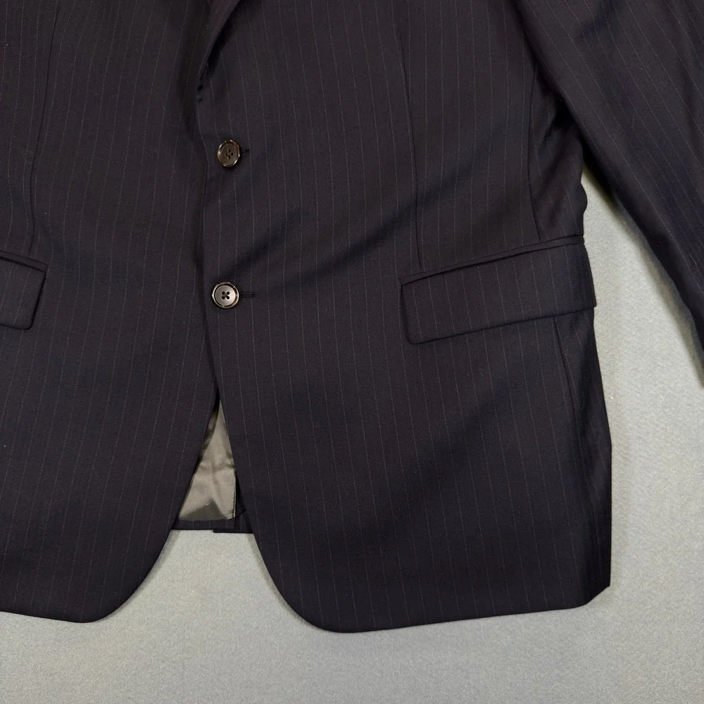 Brooks Brothers 1818 Madison Mens 44S Navy Blue Pinstripe 100% Wool Blazer Italy - Picture 2 of 8